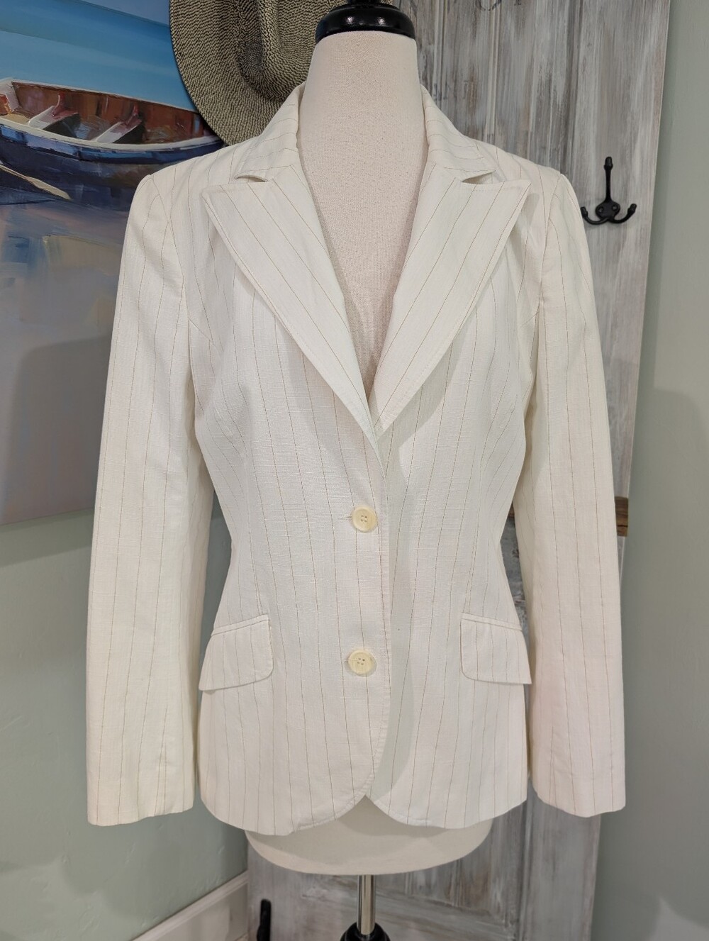 H&M Ivory Pinstripe Blazer